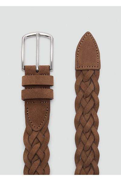MANGO Man Πλεκτή ζώνη nubuck