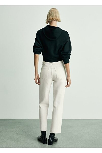 MANGO Woman Beyaz düz kesim crop jean