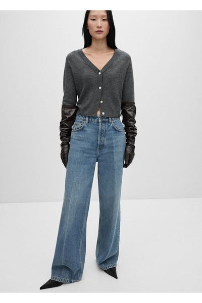 MANGO Woman 100% Wool Buttoned Cardigan