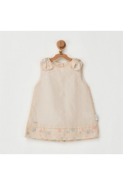 andywawa Ac22657 Vanilla Cream Baby Dress - Pompom Detail