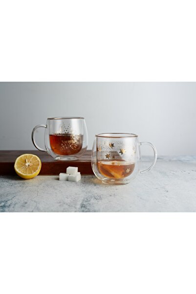 Linan Ware 2-Piece Double Wall Glass Cup Gift Mug, 300 ml