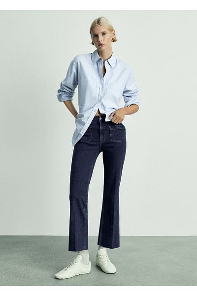 MANGO Woman Alex slim fit džíny se středním pasem