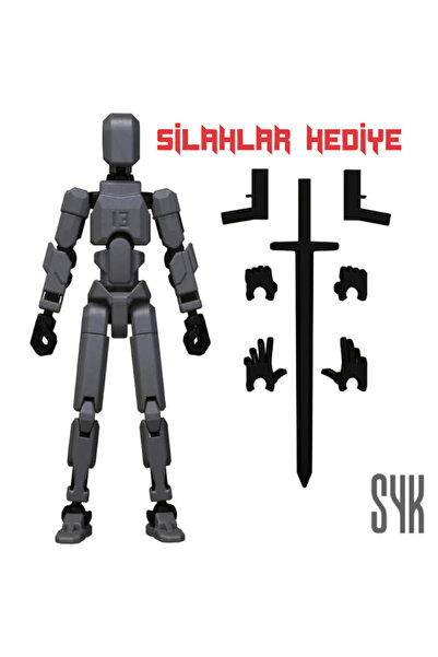 SYK Design Robot 13 Dummy Koyu Gri Siyah Tüm Eklemleri Hareketli Aksiyon Figürü Oyuncak