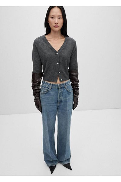 MANGO Woman 100% Wool Buttoned Cardigan