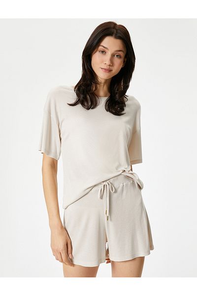 Koton Crew Neck Short Sleeve Pajama Top