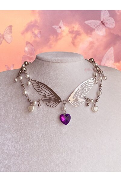 bettymettys Kelebeğin Kalbi Çelik Fairycore Coquette Özel Tasarım Kolye