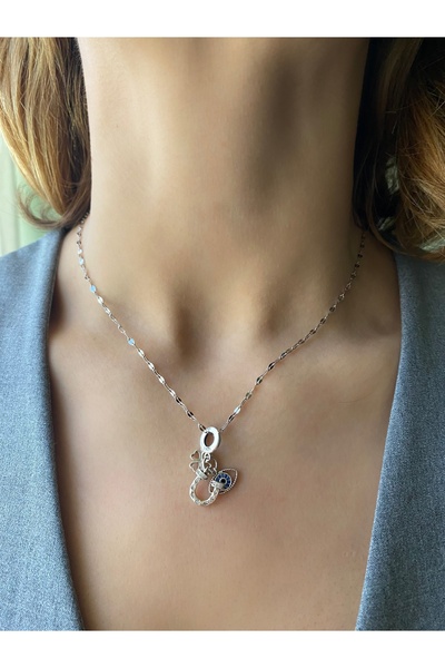 Acra Jewelry Göz/Nal/Yonca Şans Charm Gümüş Kolye