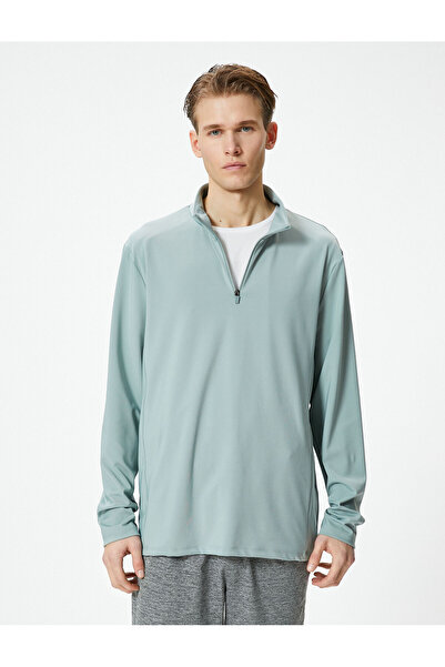 Koton Sports Sweatshirt Half Zipper Stand Collar Long Sleeve