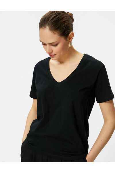 Koton Βασικό T-Shirt Βαμβακερό κοντό μανίκι με λαιμόκοψη