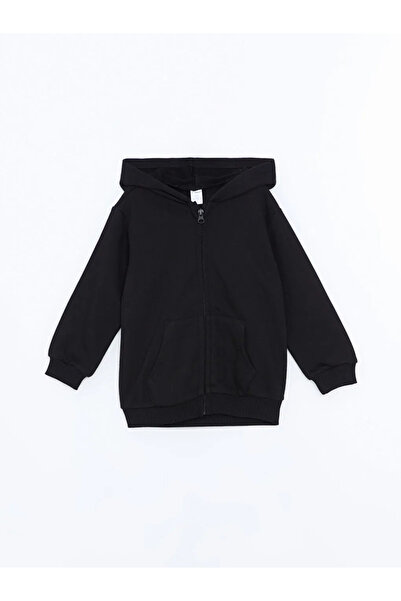 LC Waikiki Lcw Kids Siyah Kapüşonlu Basic Kız Çocuk Hırka