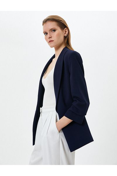 Koton Blazer Jacket Shawl Collar Drape Sleeve Flap Pocket
