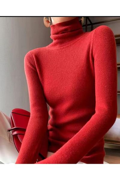 LUPERCUS Red Unisex Knitwear Turtleneck Slimfit Turtleneck Sweater