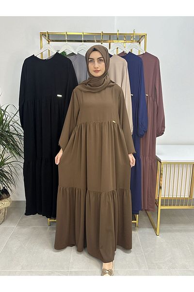 erasra class Two Layers of Drawstring Dress and Shawl Suit. Hijab, Abaya (Suitable for Hajj and Umrah) Coffee