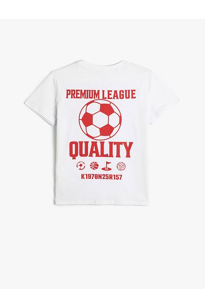 Koton T-Shirt mit Fußballmotiv, kurzärmelig, Rundhalsausschnitt aus Baumwolle
