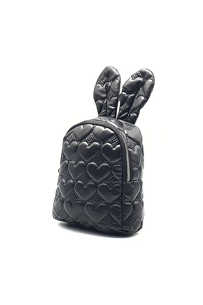 Encool Rucsac ajustabil cu fermoar, cu ureche de iepure pentru copii, cu model de inimă matlasată
