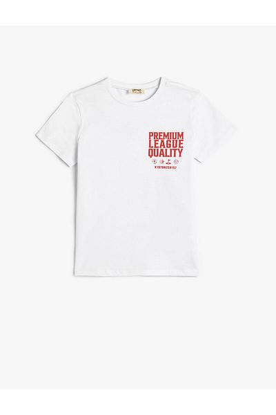 Koton T-Shirt mit Fußballmotiv, kurzärmelig, Rundhalsausschnitt aus Baumwolle