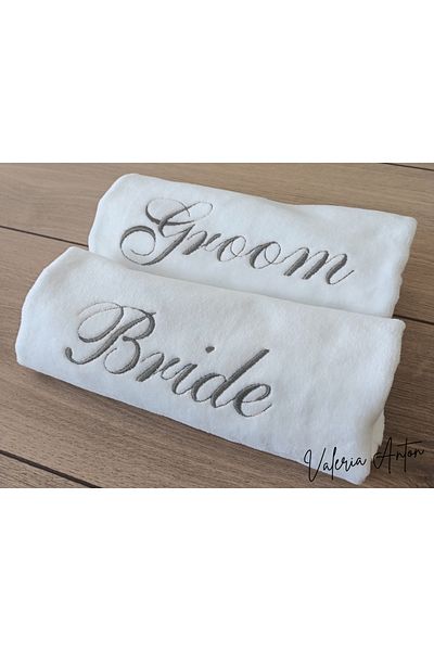 Valeria Anton Bride & Groom Embroidered Bride & Groom Set of 2 Towels