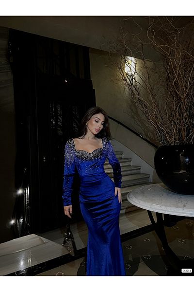 S&A Collectionn Rochie de damă, cu decolteu inimă, lungă din catifea