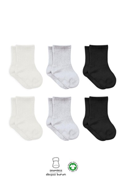 Bibaby Baby Combed Cotton 6-Piece Flat Socks