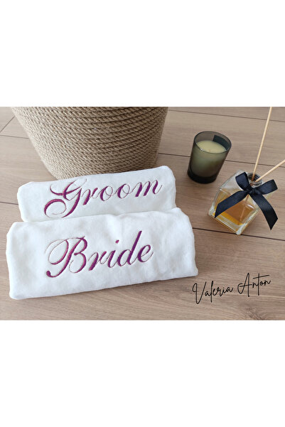 Valeria Anton Набір рушників для нареченої та нареченого з вишивкою Bride & Groom