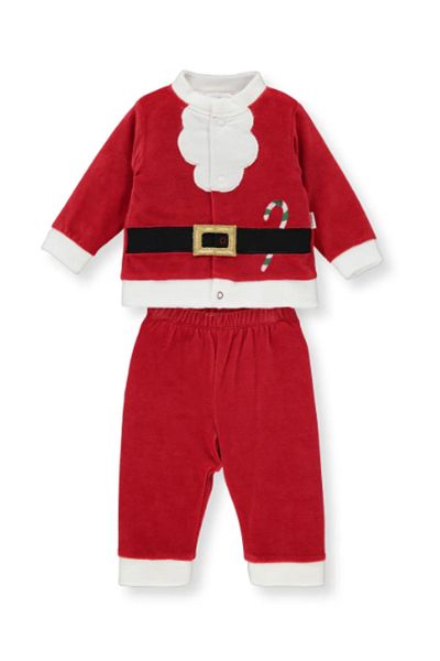 Bebetto Christmas Velvet Suit for Baby Boy - Red K3766