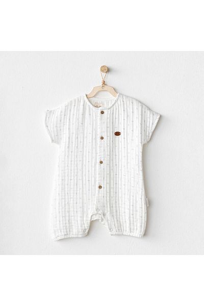 andywawa AC24737 Romper Muslin Wawa Boys Baby Jumpsuit White
