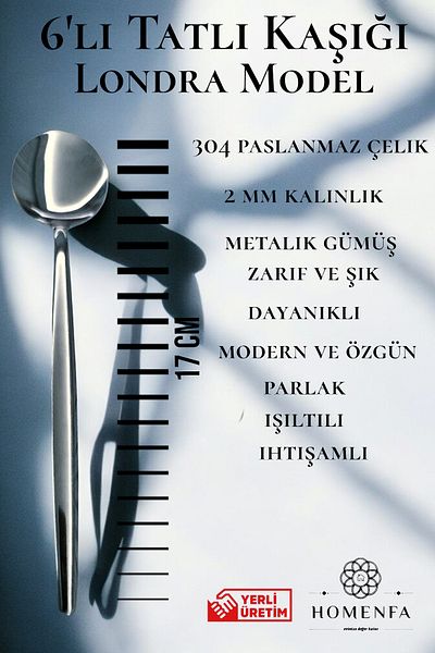 HOMENFA Set of 6 Luxury London Model Dessert Spoons