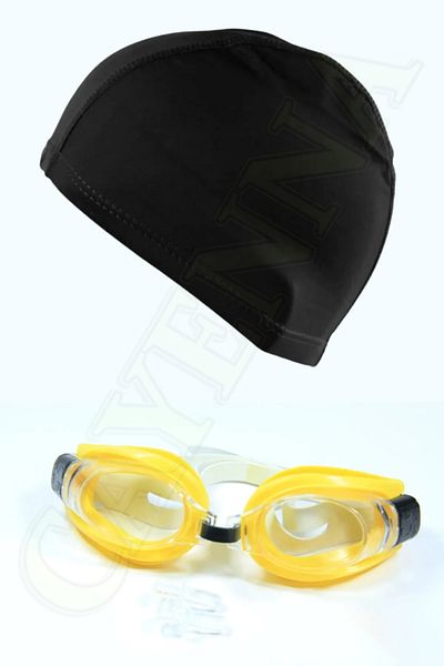 cayenna Pool Sea Swimming Goggles + Earplugs + Lycra Cloth Cap Set