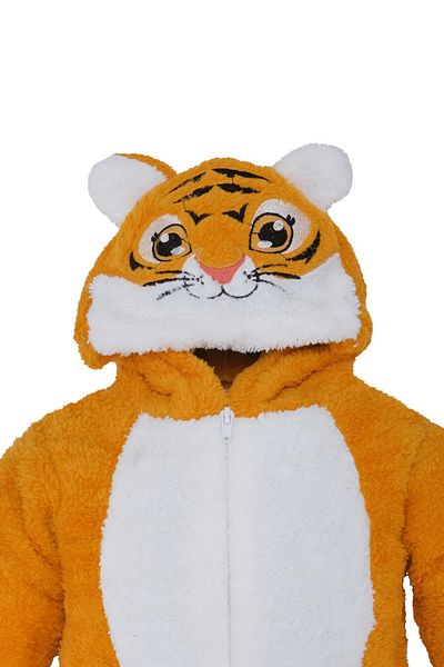 lillia kids Βρεφική παιδική χειμερινή φόρμα welsoft με κέντημα τίγρης