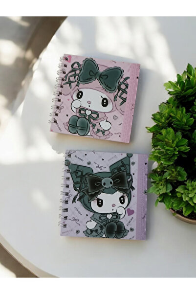 nihonwosekai 2 قطعة سانريو كورومي ماي ميلودي 8x8 سم مفكرة أنيمي صغيرة حلزونية