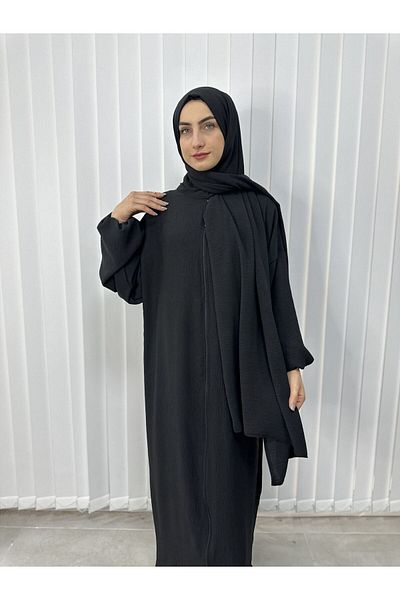 erasra class Prayer Dress with Black Shawl - Hijab, One-Piece (Suitable for Hijab and Umrah)