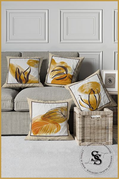 SasoHome Simple Modern Design Floral Patterned Digital Printed Throw Pillow Cover