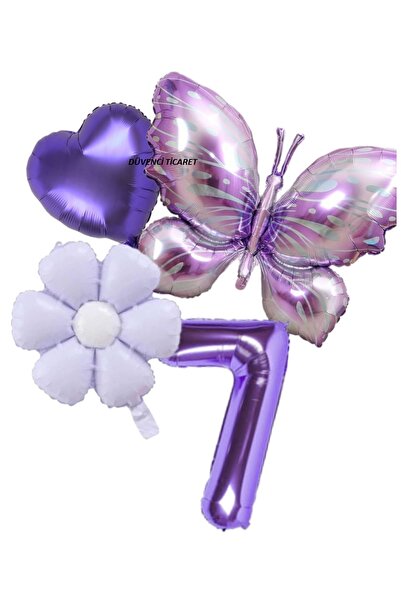 DÜVENCİ TİCARET مجموعة بالونات كبيرة الحجم على شكل فراشة أرجوانية