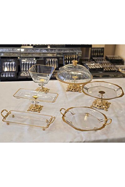 AlyaHomeAksesuar 6 Parça Gold Yaldızlı Sunum Seti
