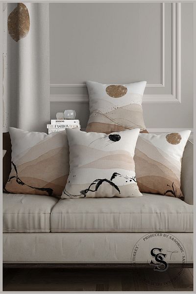 SasoHome Model de pictură Husă de pernă, imprimată digitală, cu model, 4 piese, Desert Sands