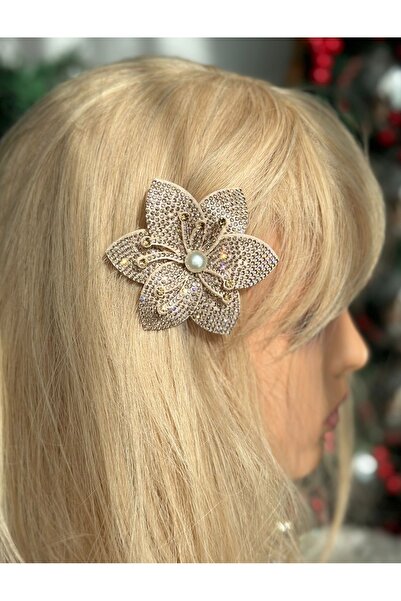 QUEEN AKSESUAR Starflower Lotus - Design de lux, cataramă laterală cu perle de cristal și aur, Ziua Specială de Anul Nou