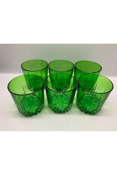 Paşabahçe 52885 Carat Series 6 Pieces Green Colored Whiskey Water Soft Drink 300 Cc Christmas Cup