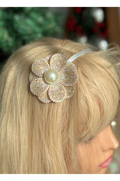 QUEEN AKSESUAR Luxury Design Gold with Crystal Stone with Pearls Crown Camellia Flower Lotus Flower Christmas Special Occasion Crown