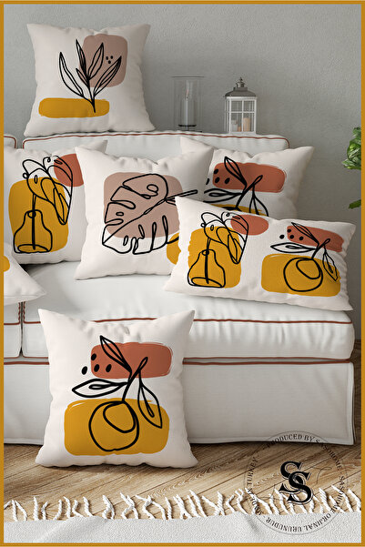 SasoHome Simple Modern Designed Flowers 4-Piece Digital Printed Throw Pillow Cover