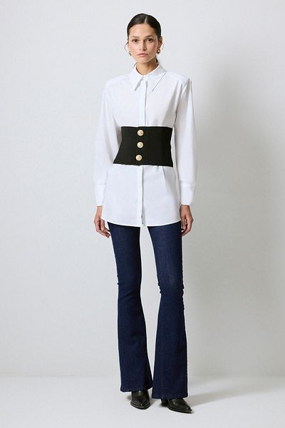 Touché Privé Poplin Shirt with Strick Garnish