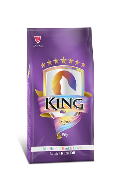 King Multi Colour Çok RenkliTaneli Lamb Kuzulu Adult Cat Food Yetişkin Kedi M...