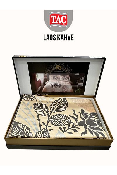 Taç Laos Brown Deluxe Satin Double Duvet Cover Set