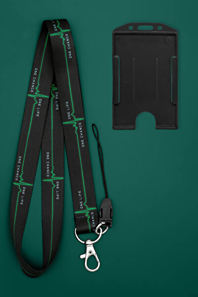 Apptakı Su Yeşili Kalp Atışı Ekg Boyun İpi Boyun Askı İpi Boyun Askısı ve Kar...