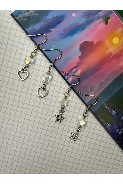 Capella Fairycore style Pearl and Heart Earrings Set of 2