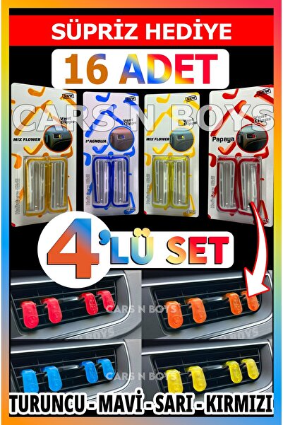 Meys Cars N Boys 4 Lü Araba Kokusu (4'LÜ PAKET 16 ADET) Karışık Çeşit Araba K...