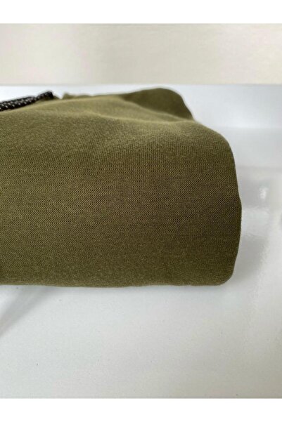 VAOV Kapüşonlu Regular Basic Sweatshirt Polar Kazak Haki Yeşili Xl Tekli