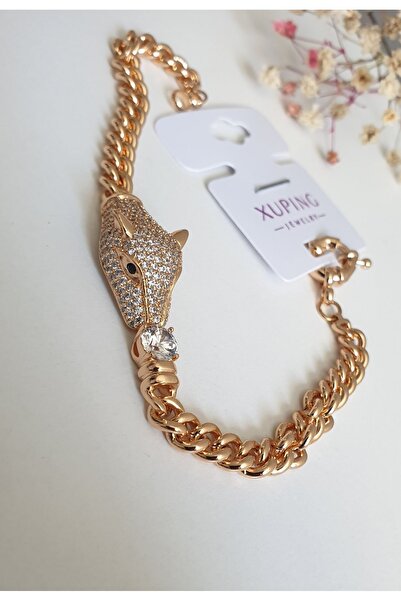 Feride سوار Xuping Steel Lion Rose اللون مضاد للحساسية وسلسلة Fmaccesories