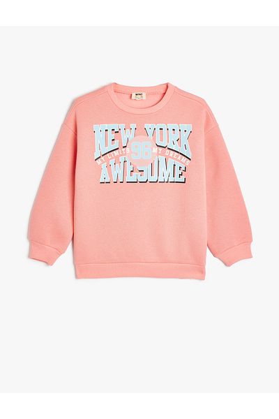Koton Βαμβακερό μακρυμάνικο φούτερ - City Printed, Crew Neck