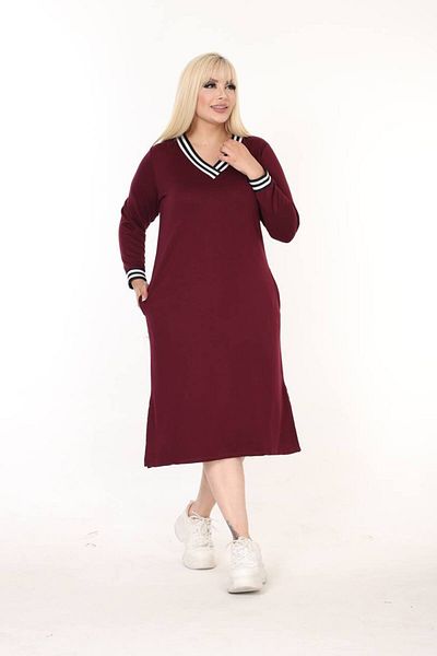 ZTO Women's Large Size Strip Detail Dress