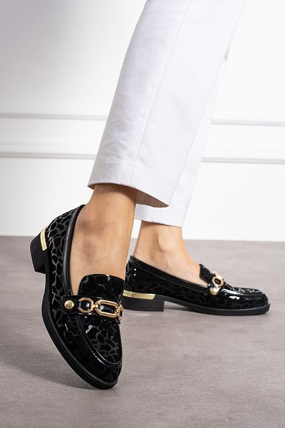 Güllü Shoes Women's Black Zebra Print Suede Vegan Leather Loafer - Comfortable Casual Interchangeable Buckle Shoes